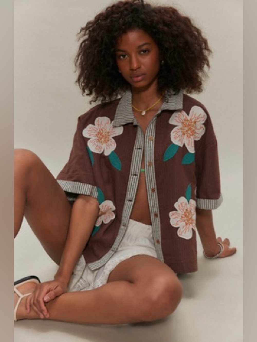 Free People Flower Play Applique Short Floral Patched XS